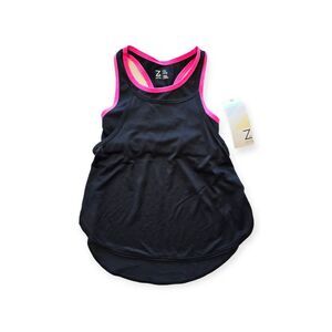 Z by Zella Girl Fly Away Double Layer Tank Top Size X-Small 5/6 BLACK/PINK